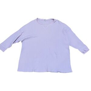 Intimately Free People Pink Waffle Knit Thermal Oversized Relaxed Top Women's Lg
